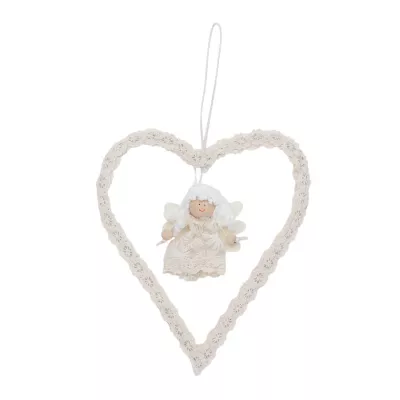 Anhänger Herz Engel weiß ca. 18 cm