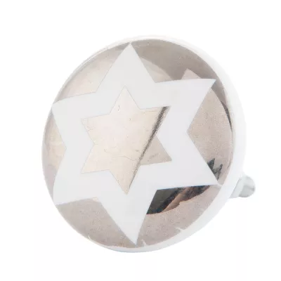 Möbelknopf Knauf Griff Stern weiß ca. Ø 4 cm