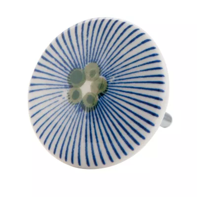 Möbelknopf Knauf Griff Streifen blau ca. Ø 4 cm
