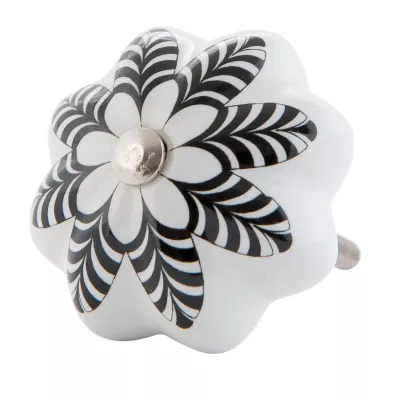 Möbelknopf Knauf Griff weiß schwarz gemustert ca. Ø 4 cm