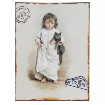 Clayre & Eef Blechschild Kind Katze ca. 25 x 1 x 33 cm