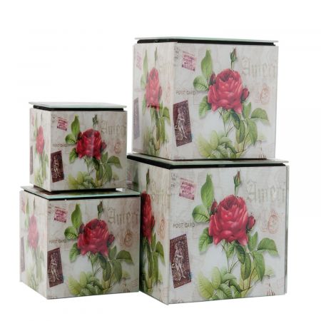 Clayre & Eef Schatulle 4er Set ca. 9 x 9 cm / 11 x 11 cm / 13 x 13 cm / 15 x 15 cm