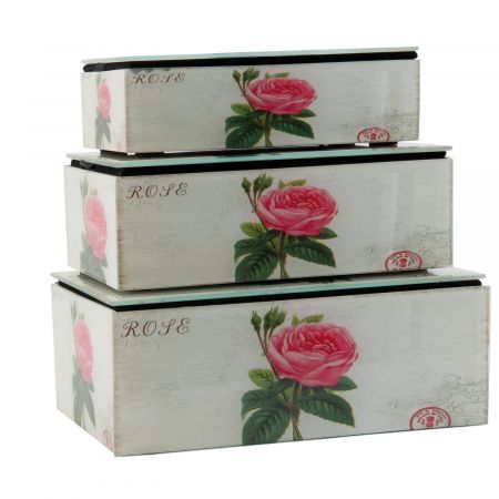 Clayre & Eef Schatulle 3er Set ca. 16 x 9 cm / 18 x 11 cm / 20 x 13 cm