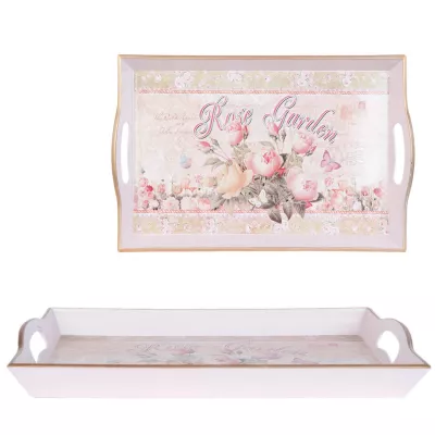 Clayre & Eef Serviertablett Rose Garden ca. 43 x 27 x 4 cm