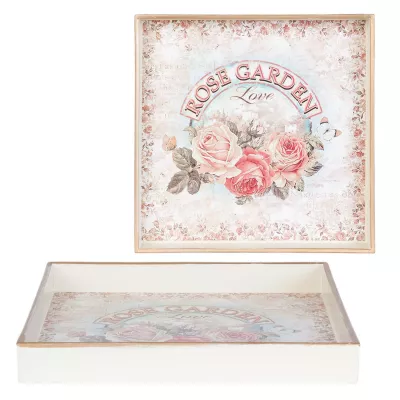 Clayre & Eef Serviertablett ROSE GARDEN Love ca. 20 x 20 x 2 cm