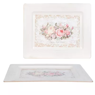 Clayre & Eef Serviertablett Blumen ca. 31 x 25 x 2 cm