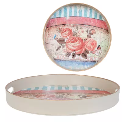 Clayre & Eef Serviertablett ROSE COUNRTY ca. Ø 33 x 4 cm