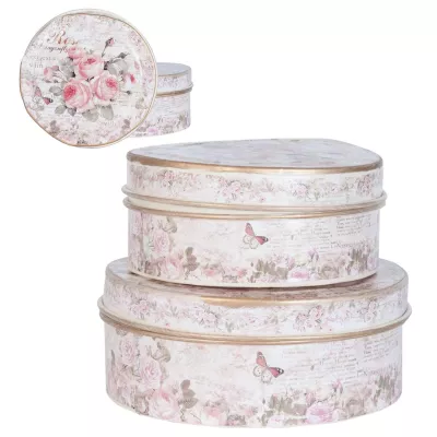 Clayre & Eef Blechdose Rose 2er Set ca. Ø 18 x 6 cm / Ø 15 x 4 cm