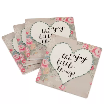 Clayre & Eef Untersetzer Set "Little Things" (4) 10x10 cm