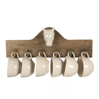 Clayre & Eef Wandregal mit 6 Tassen 48x9x17 cm