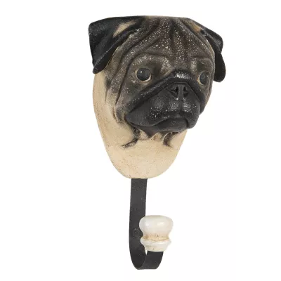 Clayre & Eef Wandhaken Mops Hund 11x8x18 cm
