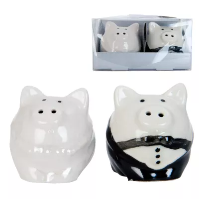 Clayre & Eef Salz und Pfeffer pigs 12x7x6 / 2x 5x6x5 cm (2)
