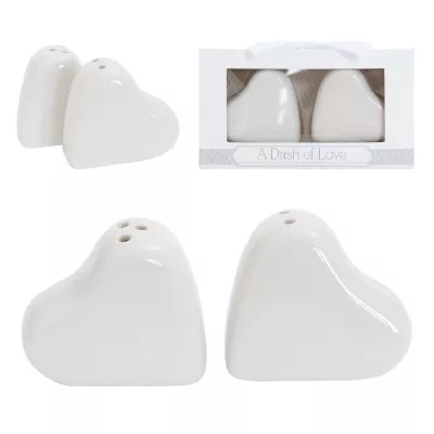 Clayre & Eef Salz und Pfeffer hearts 12x3x7 / 2x 4x2x4 cm (2)