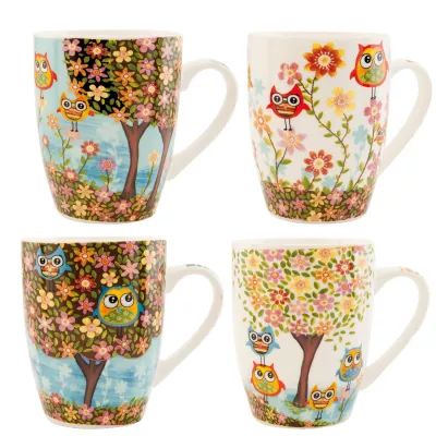 Clayre & Eef Tassen 4er set 9x10 cm