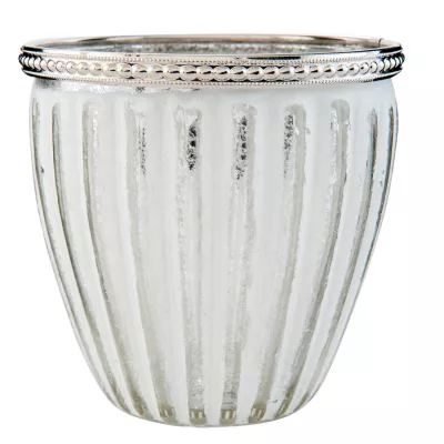 Clayre & Eef Windlicht silberfarbig ca. Ø 11 x 11 cm