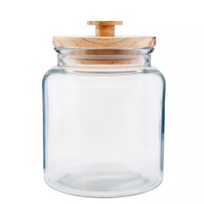 Clayre & Eef Vorratsglas Topf transparent Holzdeckel ca. Ø 16 x 21 cm