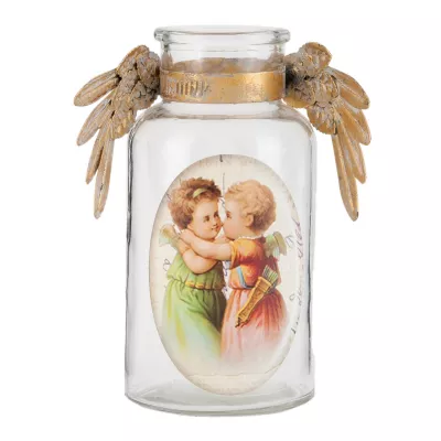 Clayre & Eef Glasflasche Flügel ca. 16 x 8 x 16 cm