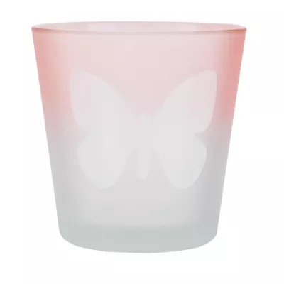 Clayre & Eef Windlicht rosa Schmetterling ca. Ø 7 x 7 cm