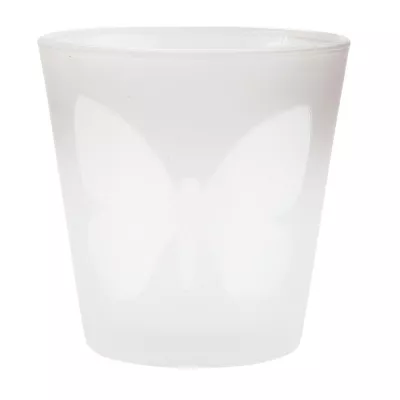 Clayre & Eef Windlicht grau Schmetterling ca. Ø 6 x 6 cm