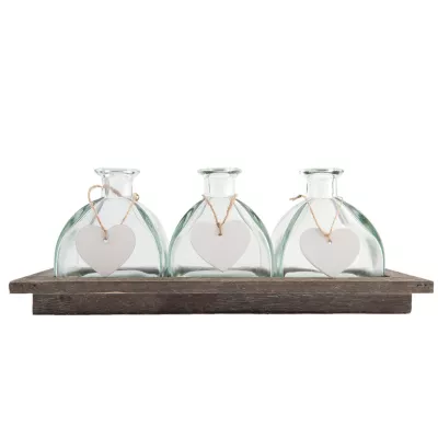 Clayre & Eef Bottle holder with 3 bottles 33x14x13 cm