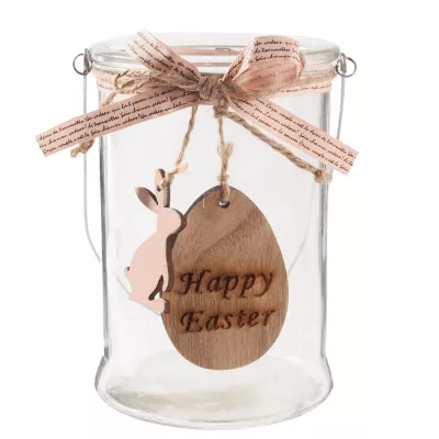 Clayre & Eef Teelicht Halter "Happy Easter" Ø 10x14 cm