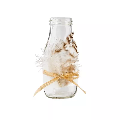 Clayre & Eef Flasche mit Federn Ø 6x15 cm