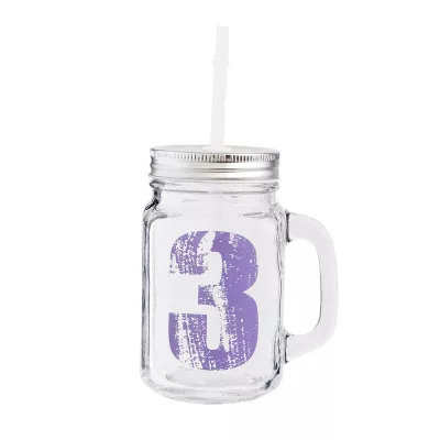 Clayre & Eef Becher mit Trinkhalm 10x7x23 cm / 0,4L