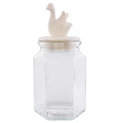 Clayre & Eef Glas Dose Schwan 10x9x21 cm