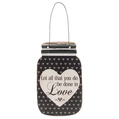 Clayre & Eef Textschild "Let all that you do be done in Love" schwarz 12x1x20 cm
