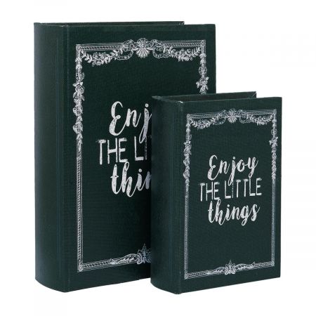 Clayre & Eef Schachtel in Buchform "Enjoy the little things" 18x5x25 / 12x4x18 cm