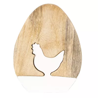 Clayre & Eef Dekoration Ei mit Huhn 17x2x13 cm
