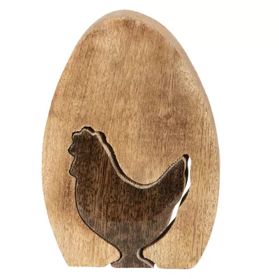 Clayre & Eef Dekoration Ei mit Huhn 12x2x8 cm