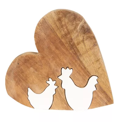 Clayre & Eef Dekoration Herz mit Huhn 16x2x15 cm