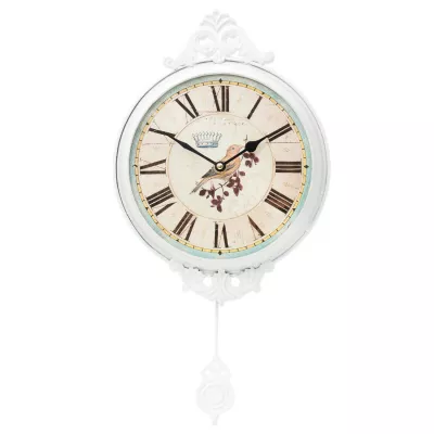 Clayre & Eef Wanduhr weiß Vogel Krone ca. 22 x 5 x 30 cm