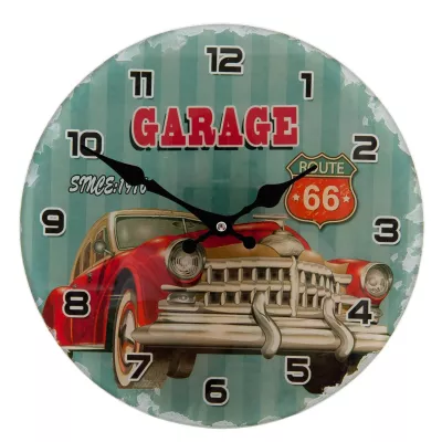 Clayre & Eef Kleine Wanduhr Garage Ø 17x4 cm / 1xAA