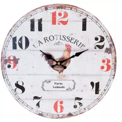 Clayre & Eef Wanduhr La Rotisserie Farm Animals Ø 34x4 cm