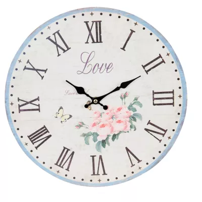 Clayre & Eef Wanduhr Love Schmetterlinge Ø 34x4 cm