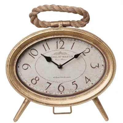 Clayre & Eef Uhr Wecker Gold 28x8x27 cm 