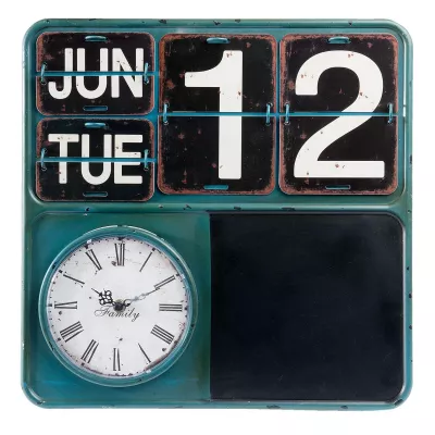 Clayre & Eef Retro Uhr mit Kalender 40x3x40 cm 