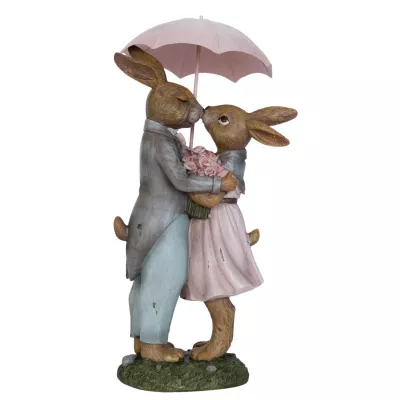 Clayre & Eef Kaninchen mit Regenschirm 17x15x34 cm