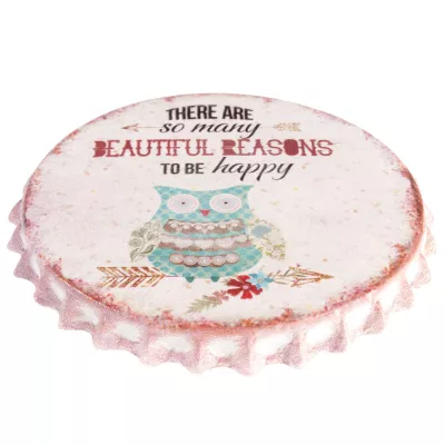 Clayre & Eef Untersetzer Glasuntersetzer "Reasons to be happy" Ø 10x1 cm