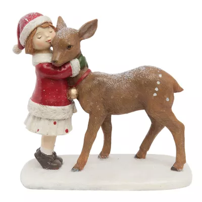 Clayre & Eef Dekofigur Hirsch with Girl 16x7x15 cm