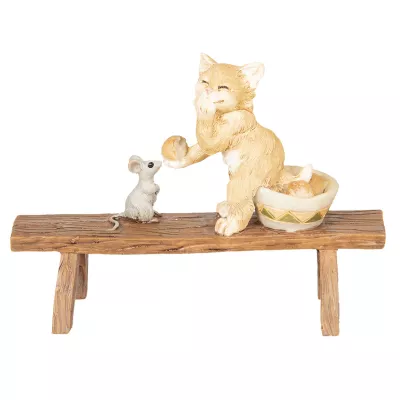Clayre & Eef Dekoration Katze und Maus 12x5x9 cm