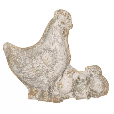 Clayre & Eef Dekoration Huhn mit Küken 20x7x17 cm