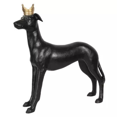Clayre & Eef Dekoration Hund mit Krone 43x13x44 cm