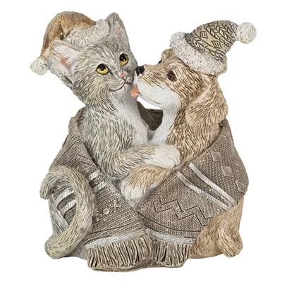 Clayre & Eef Dekoration Hund und Katze 8x5x9 cm