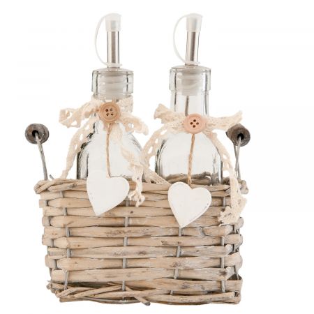 Clayre & Eef Bottle holder with 2 bottles 18x8x16 cm