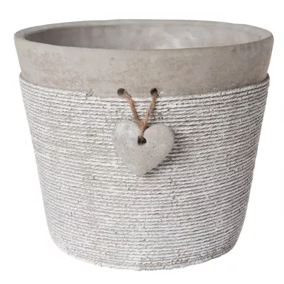 Clayre & Eef Blumentopf in grau Ø 18x15 cm