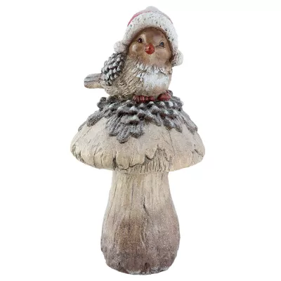 Clayre & Eef Bird on mushroom Ø 23x46 cm