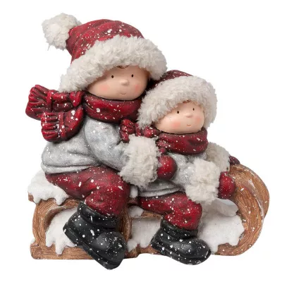 Clayre & Eef Kinder auf Schlitten 36x25x36 cm